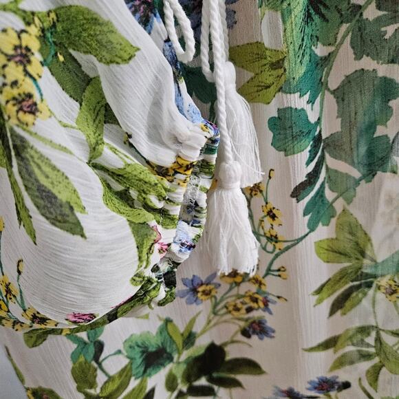 Chenault Tassel Top Womens Small Floral Bloomcore Spring Boho Hippie Vibrant - Picture 8 of 13